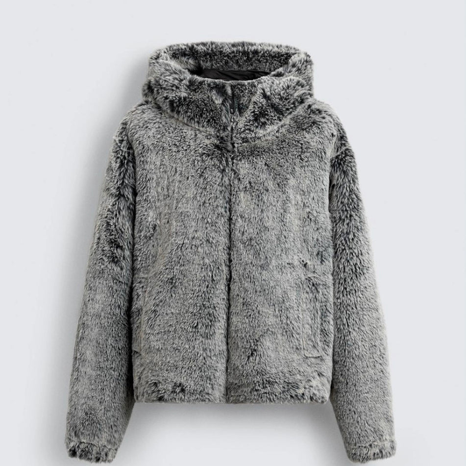 Hooded Faux Fur Jacket Coat dripkaar.com