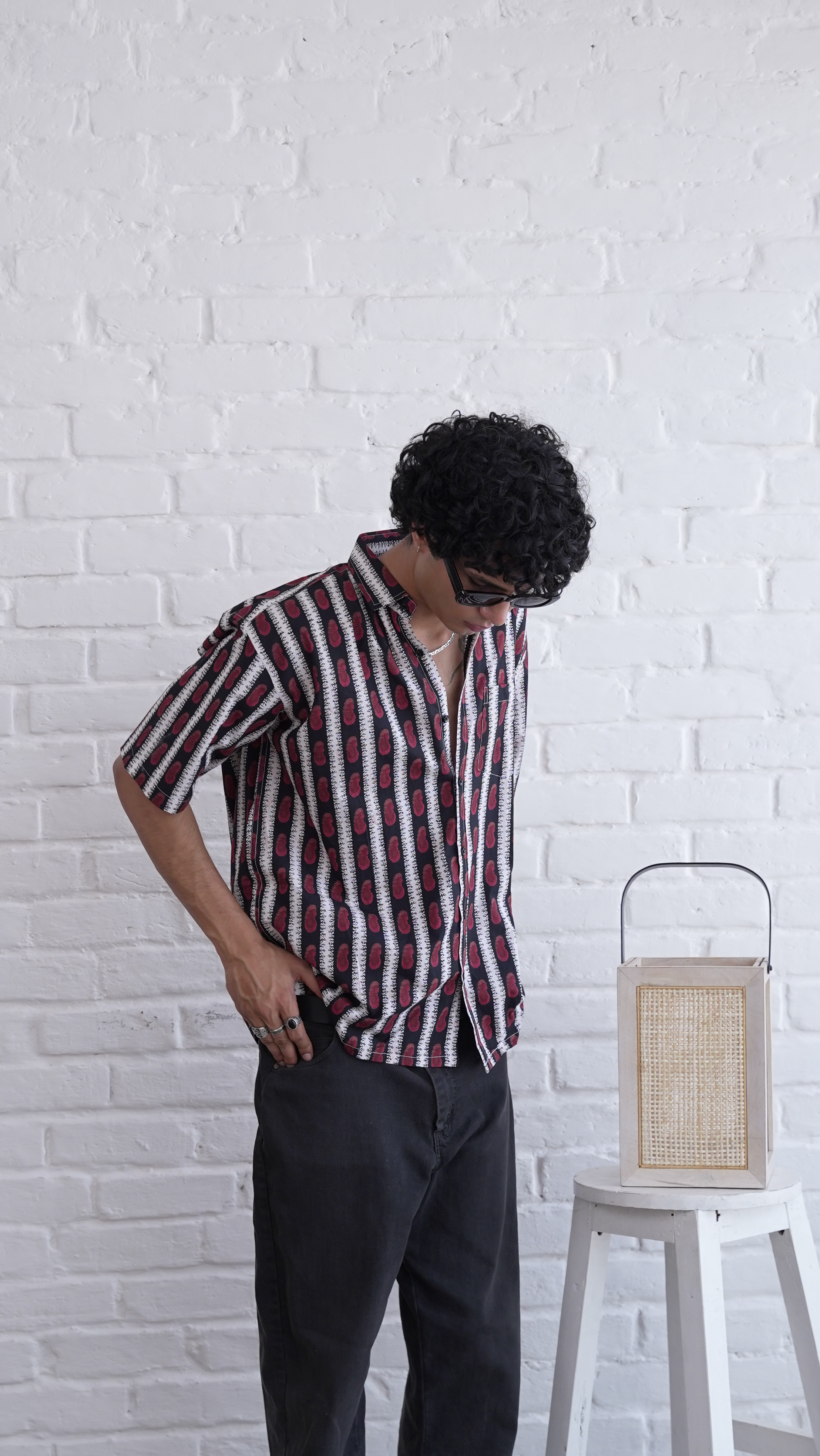 Men Black Red Printed Short Sleeve Shirt for Summer Casual Style dripkaar.com