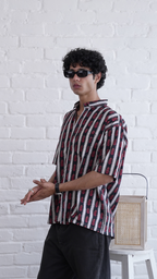 Men Black Red Printed Short Sleeve Shirt for Summer Casual Style dripkaar.com