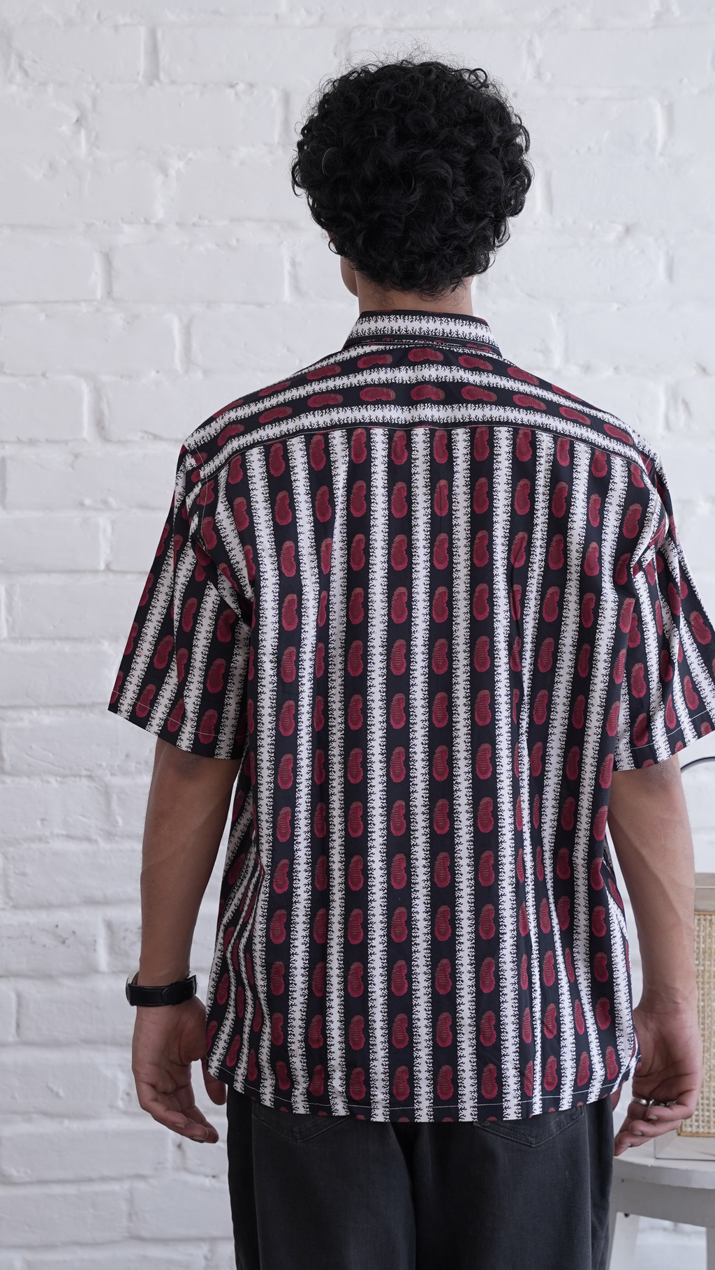 Men Black Red Printed Short Sleeve Shirt for Summer Casual Style dripkaar.com