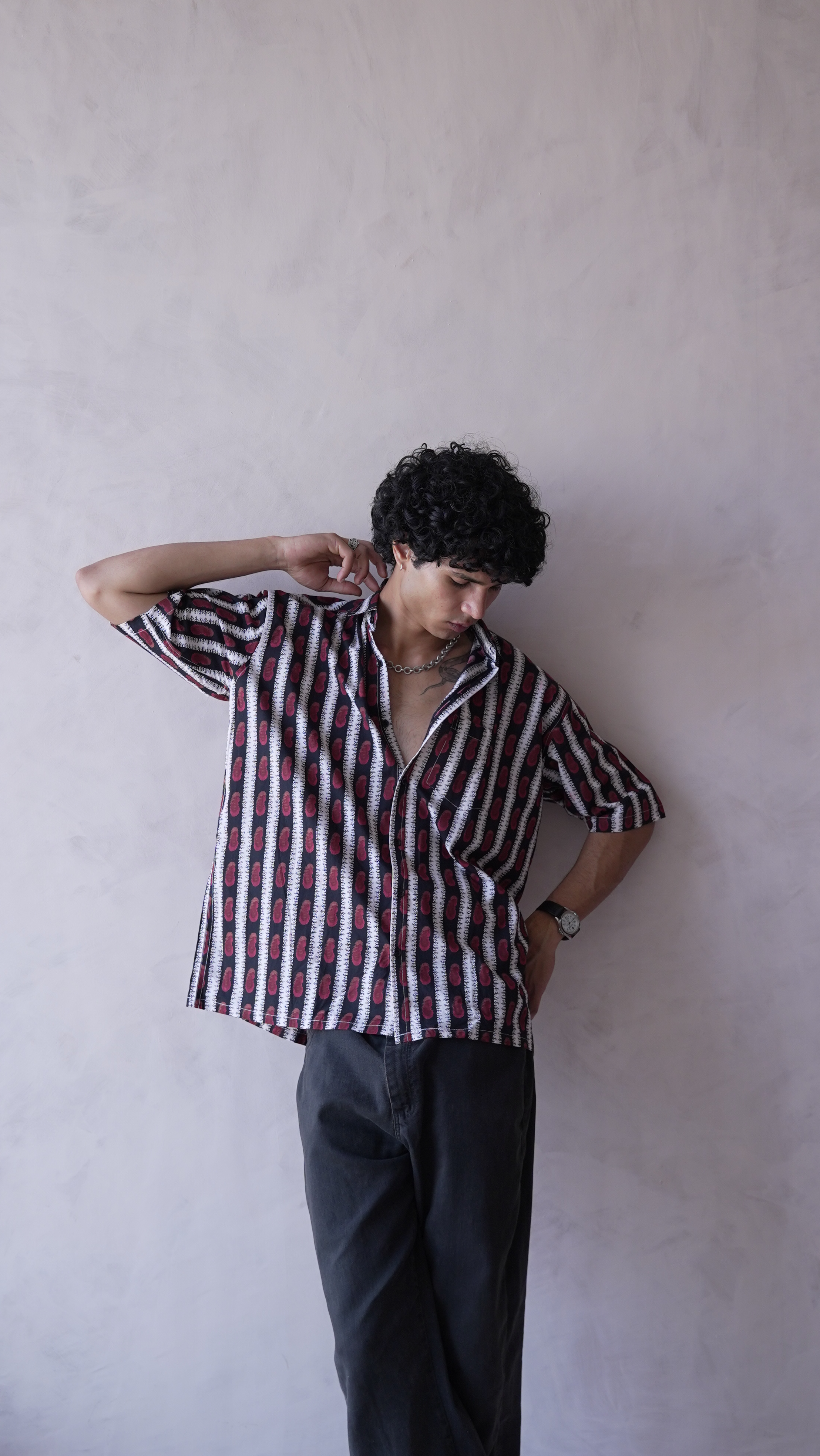 Men Black Red Printed Short Sleeve Shirt for Summer Casual Style dripkaar.com