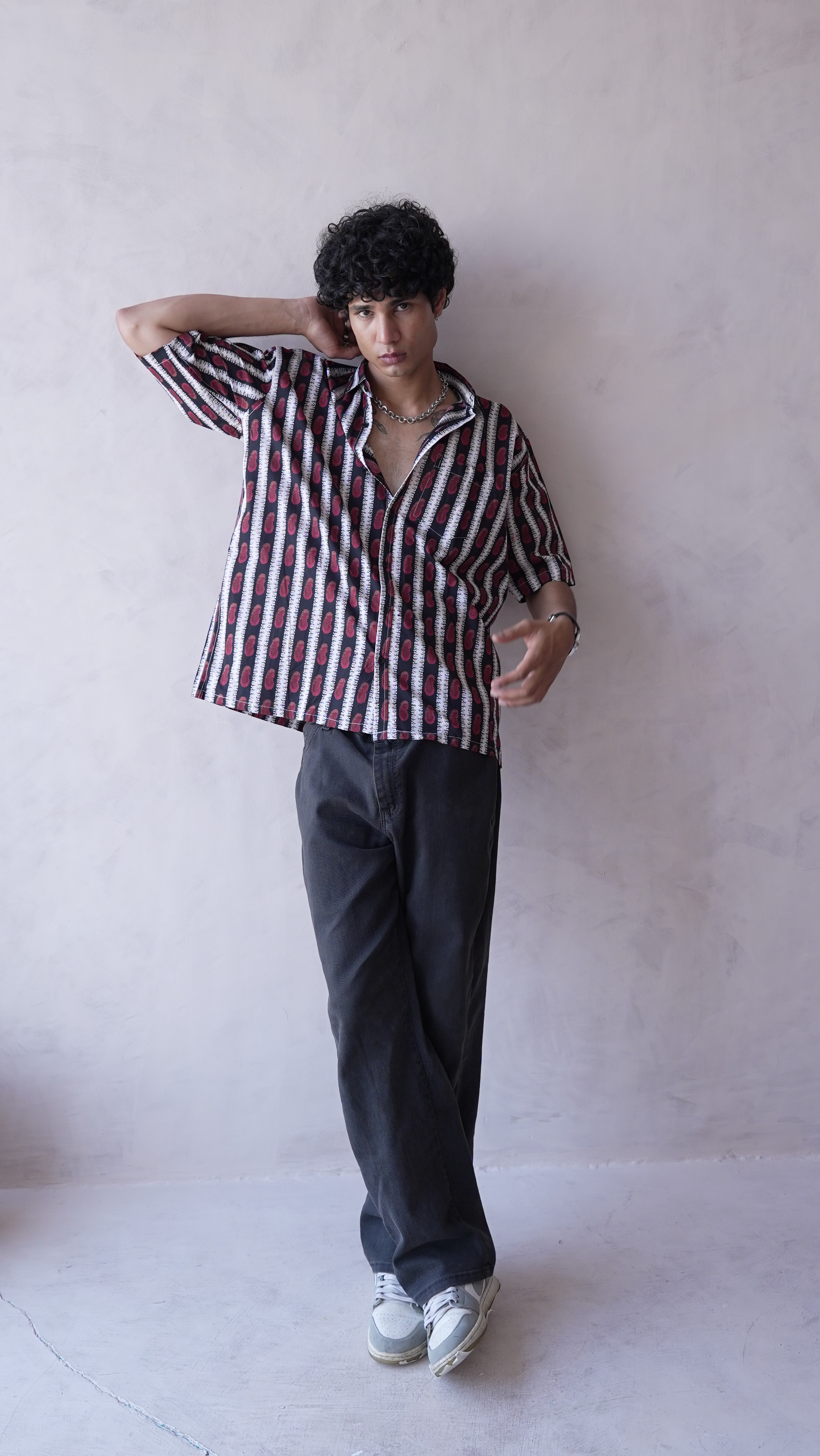 Men Black Red Printed Short Sleeve Shirt for Summer Casual Style dripkaar.com