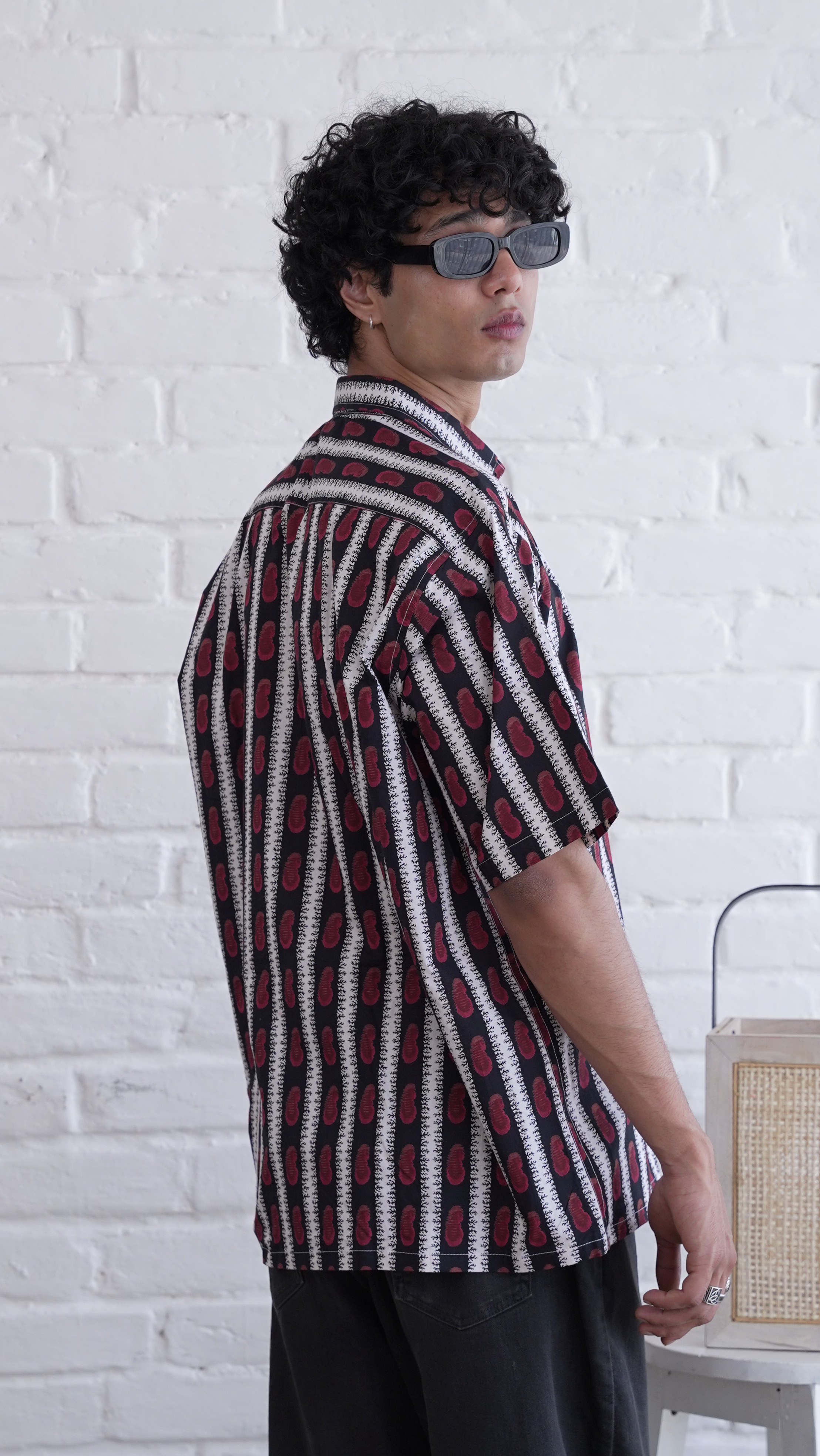 Men Black Red Printed Short Sleeve Shirt for Summer Casual Style dripkaar.com