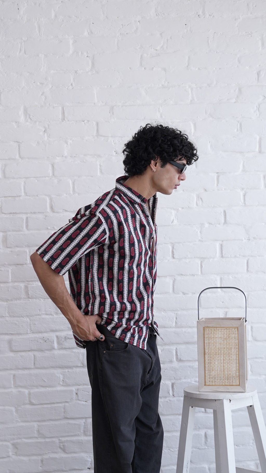 Men Black Red Printed Short Sleeve Shirt for Summer Casual Style dripkaar.com