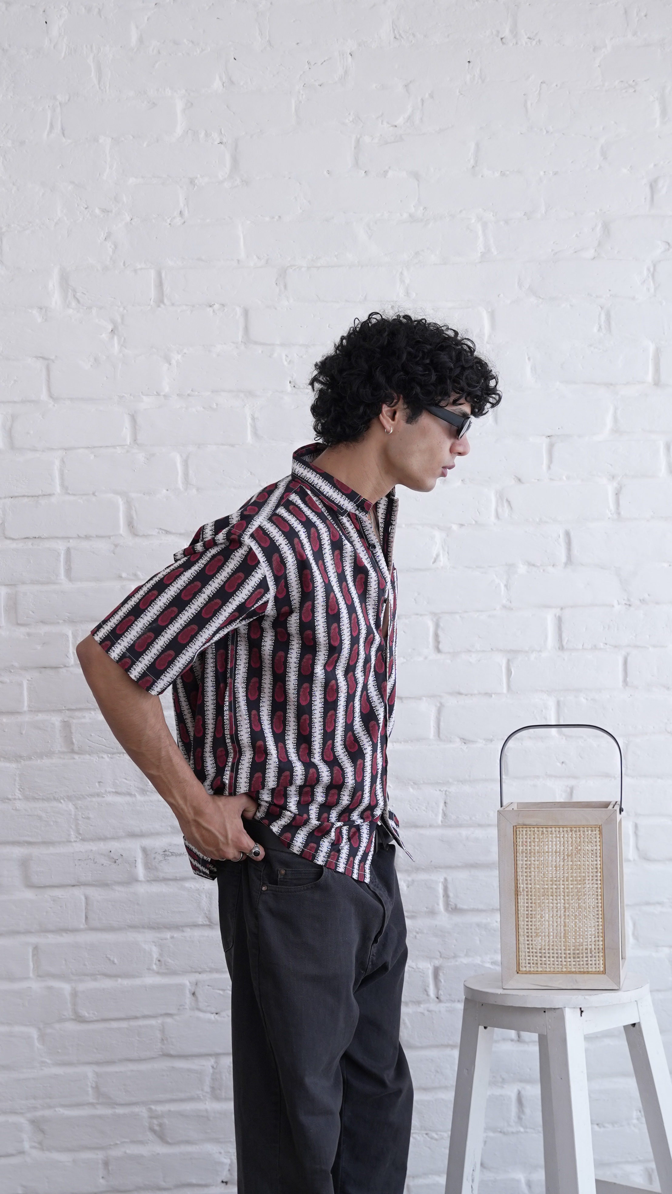 Men Black Red Printed Short Sleeve Shirt for Summer Casual Style dripkaar.com