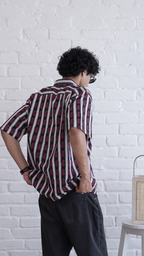 Men Black Red Printed Short Sleeve Shirt for Summer Casual Style dripkaar.com