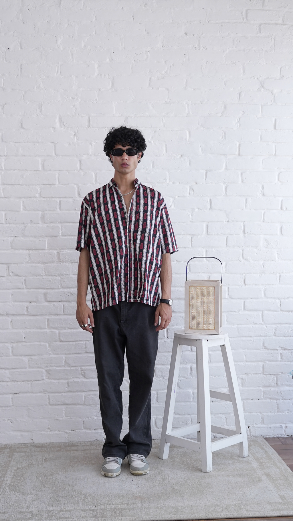 Men Black Red Printed Short Sleeve Shirt for Summer Casual Style dripkaar.com