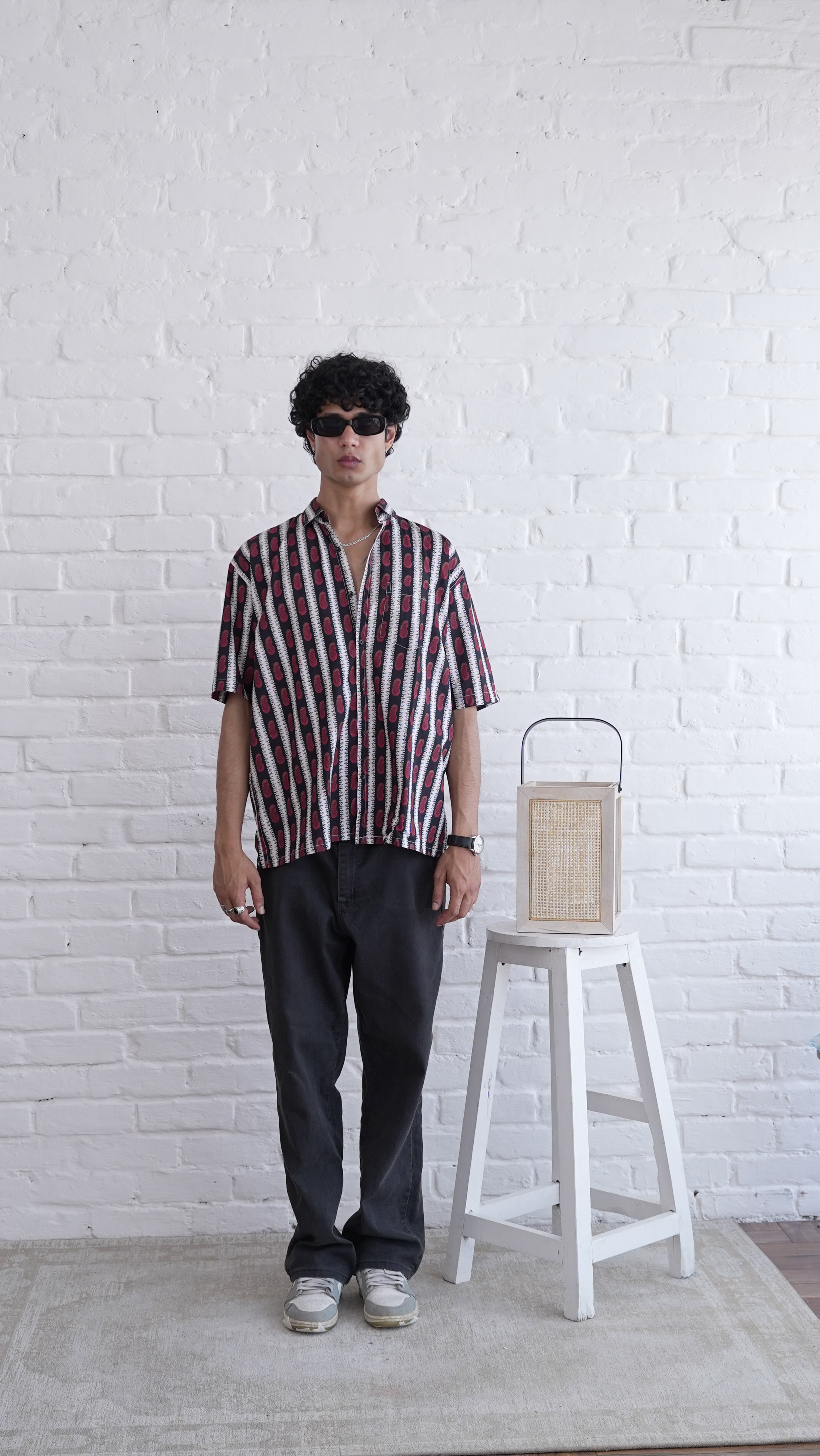 Men Black Red Printed Short Sleeve Shirt for Summer Casual Style dripkaar.com