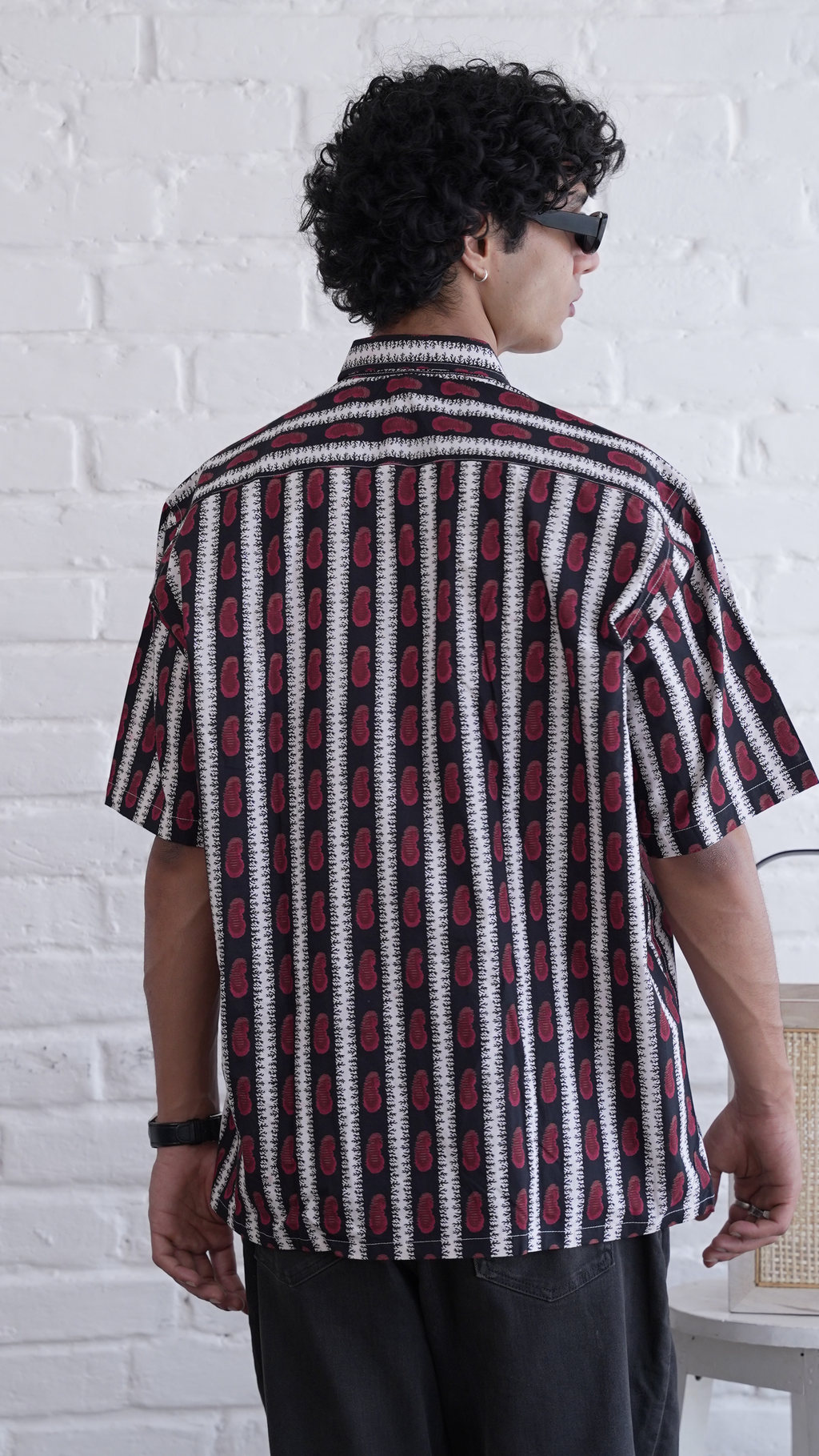 Men Black Red Printed Short Sleeve Shirt for Summer Casual Style dripkaar.com