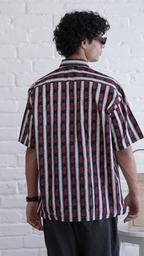Men Black Red Printed Short Sleeve Shirt for Summer Casual Style dripkaar.com