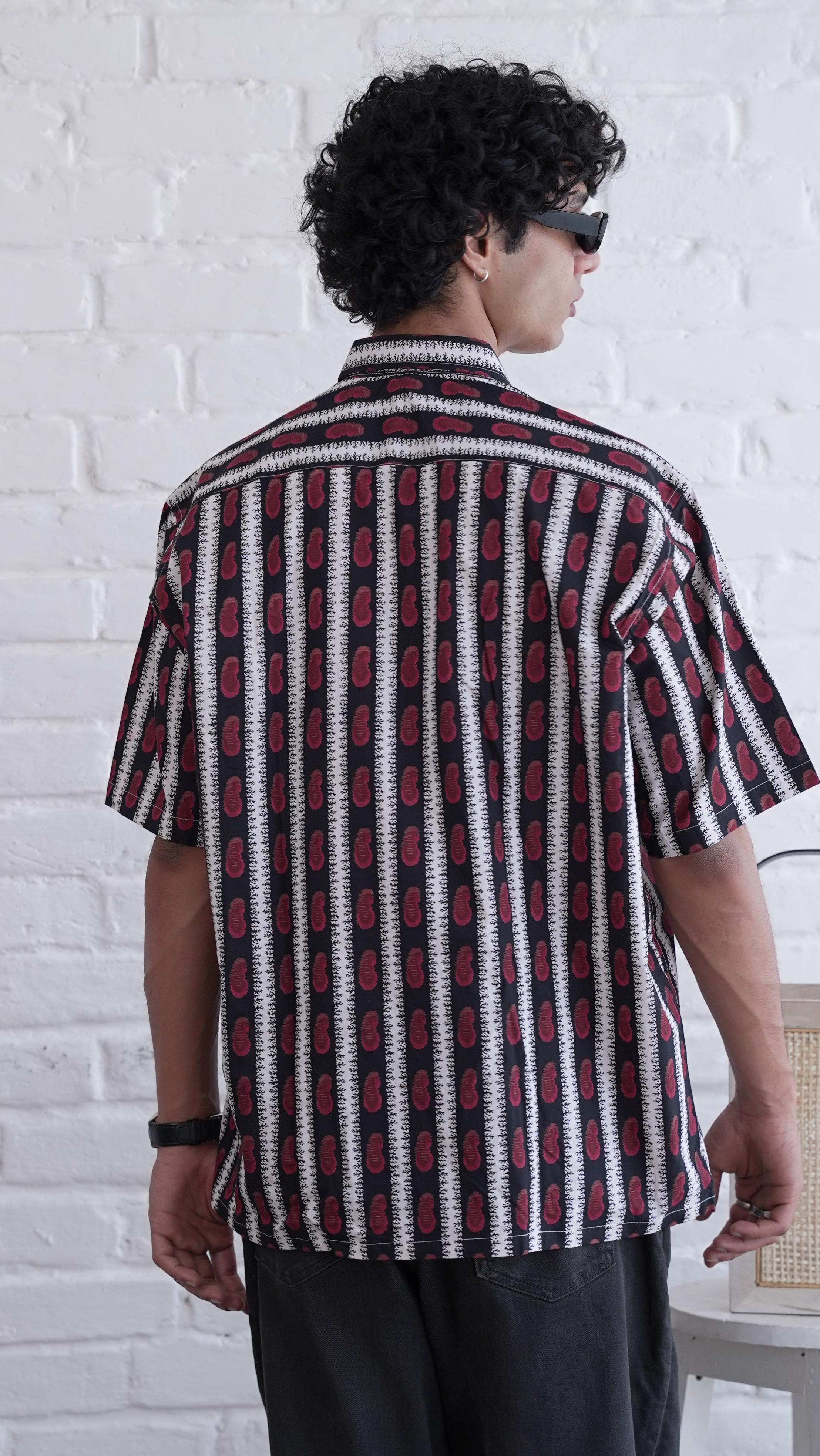 Men Black Red Printed Short Sleeve Shirt for Summer Casual Style dripkaar.com