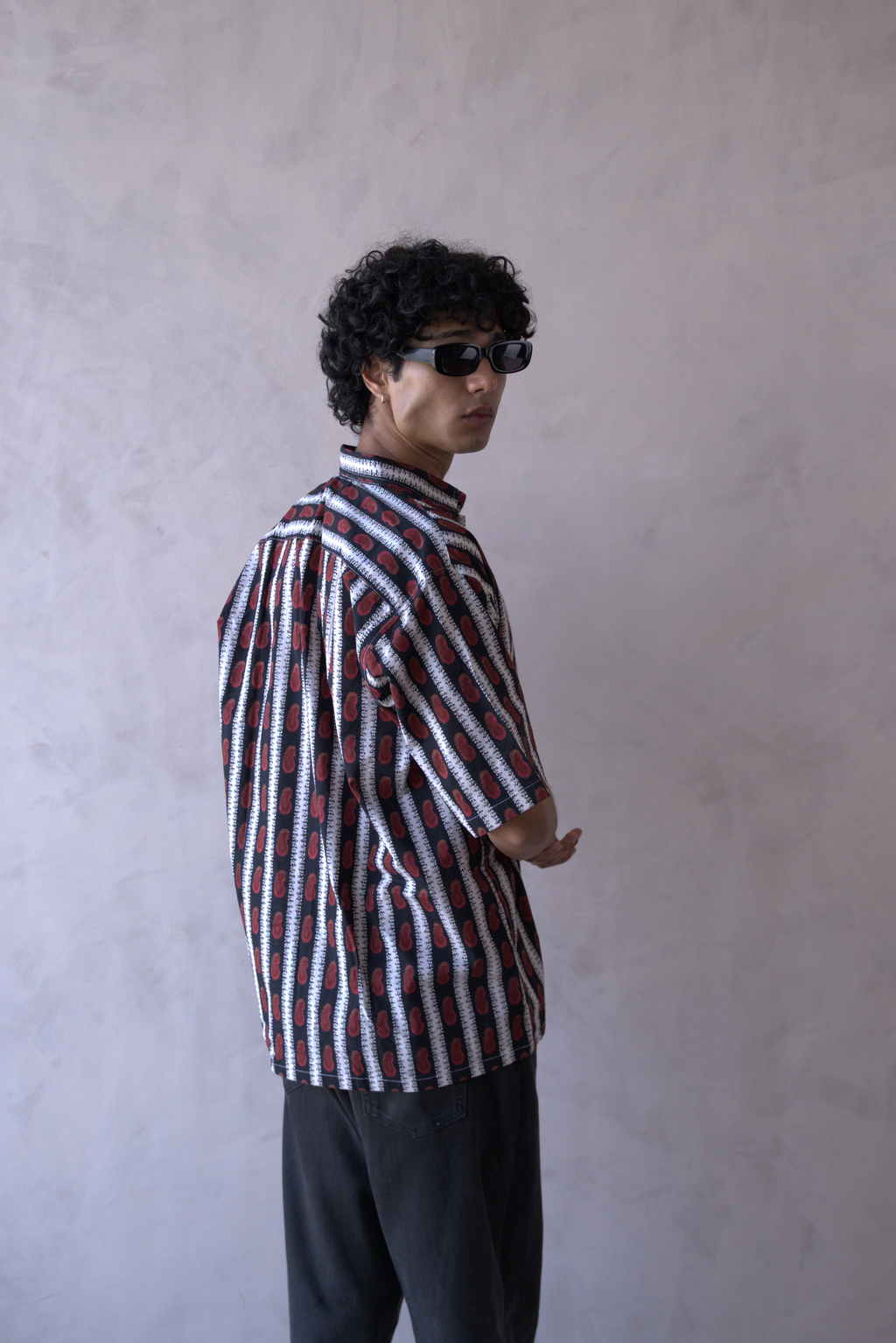 Men Black Red Printed Short Sleeve Shirt for Summer Casual Style dripkaar.com