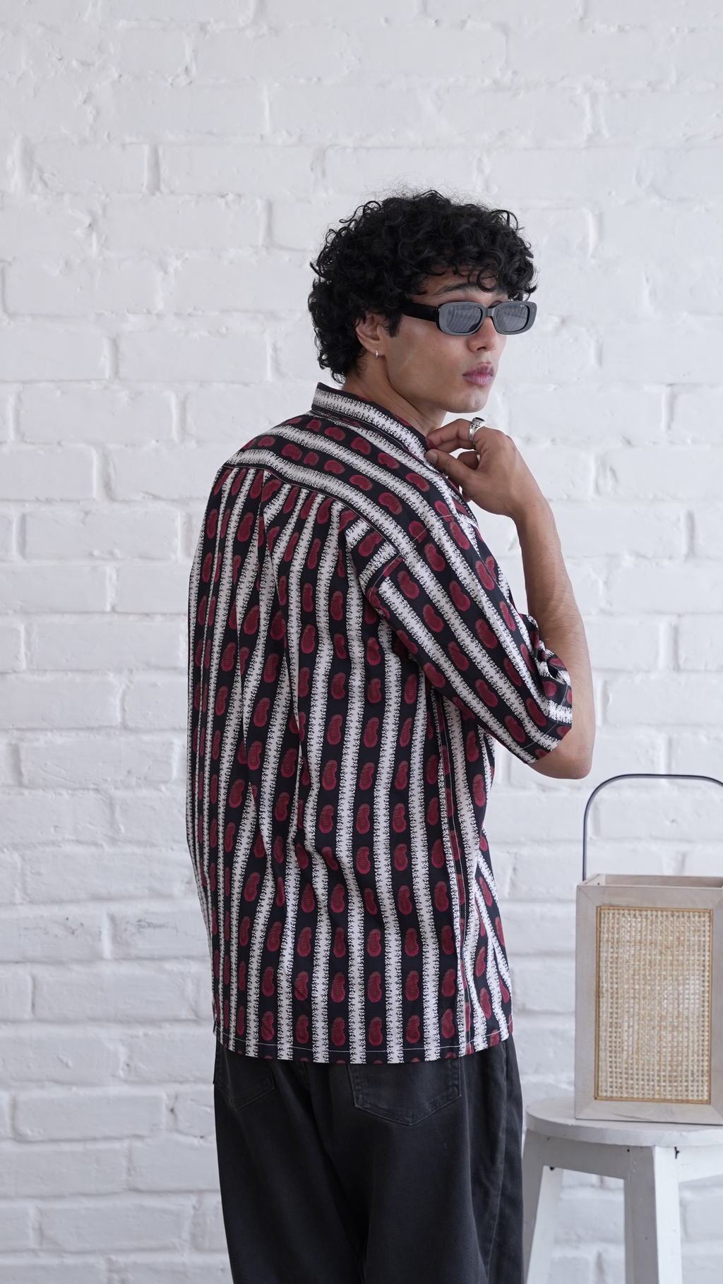 Men Black Red Printed Short Sleeve Shirt for Summer Casual Style dripkaar.com