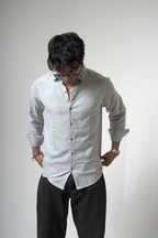 Men's Light Gray Button-Down Shirt dripkaar.com