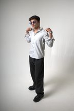 Men's Light Gray Button-Down Shirt dripkaar.com