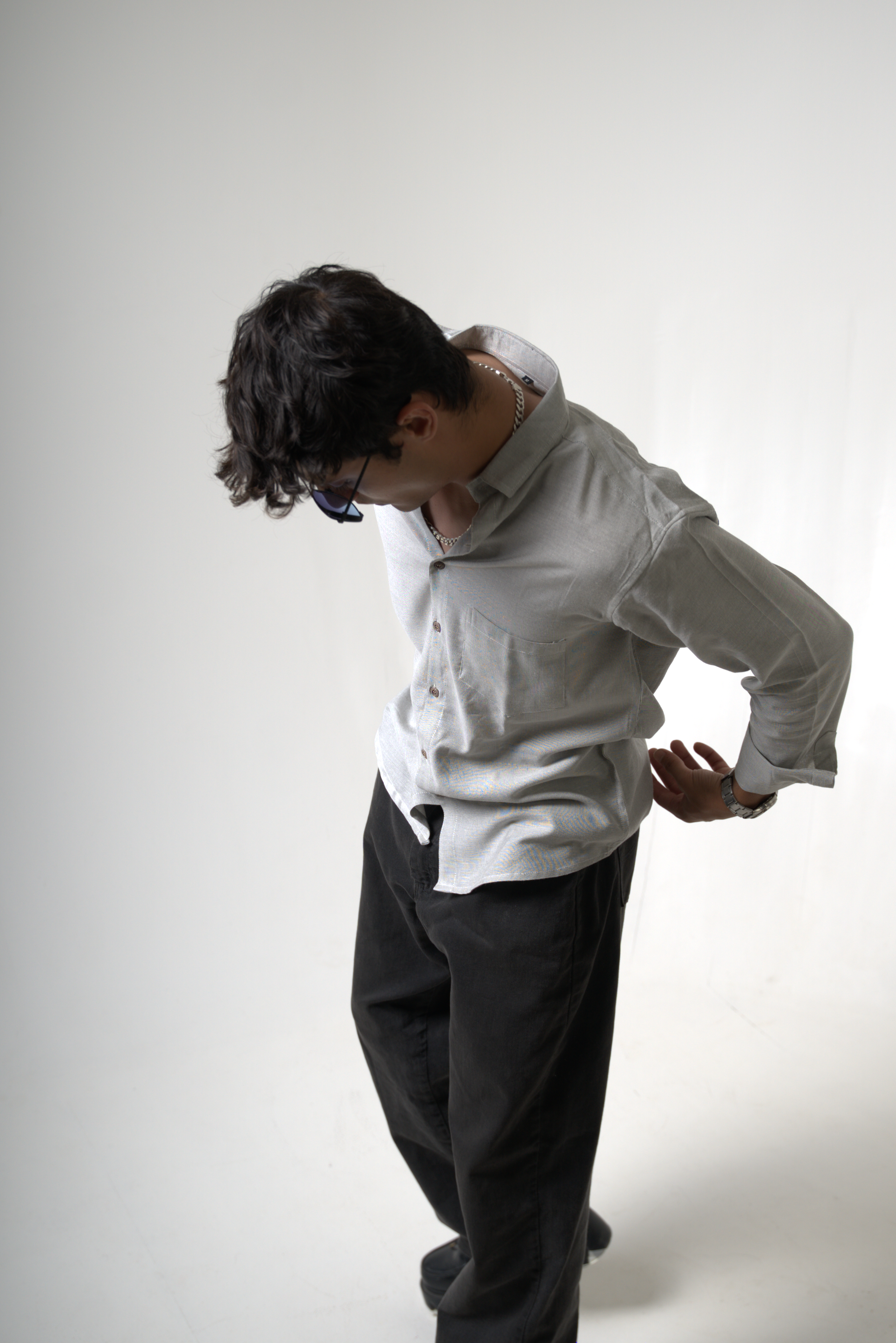 Men's Light Gray Button-Down Shirt dripkaar.com