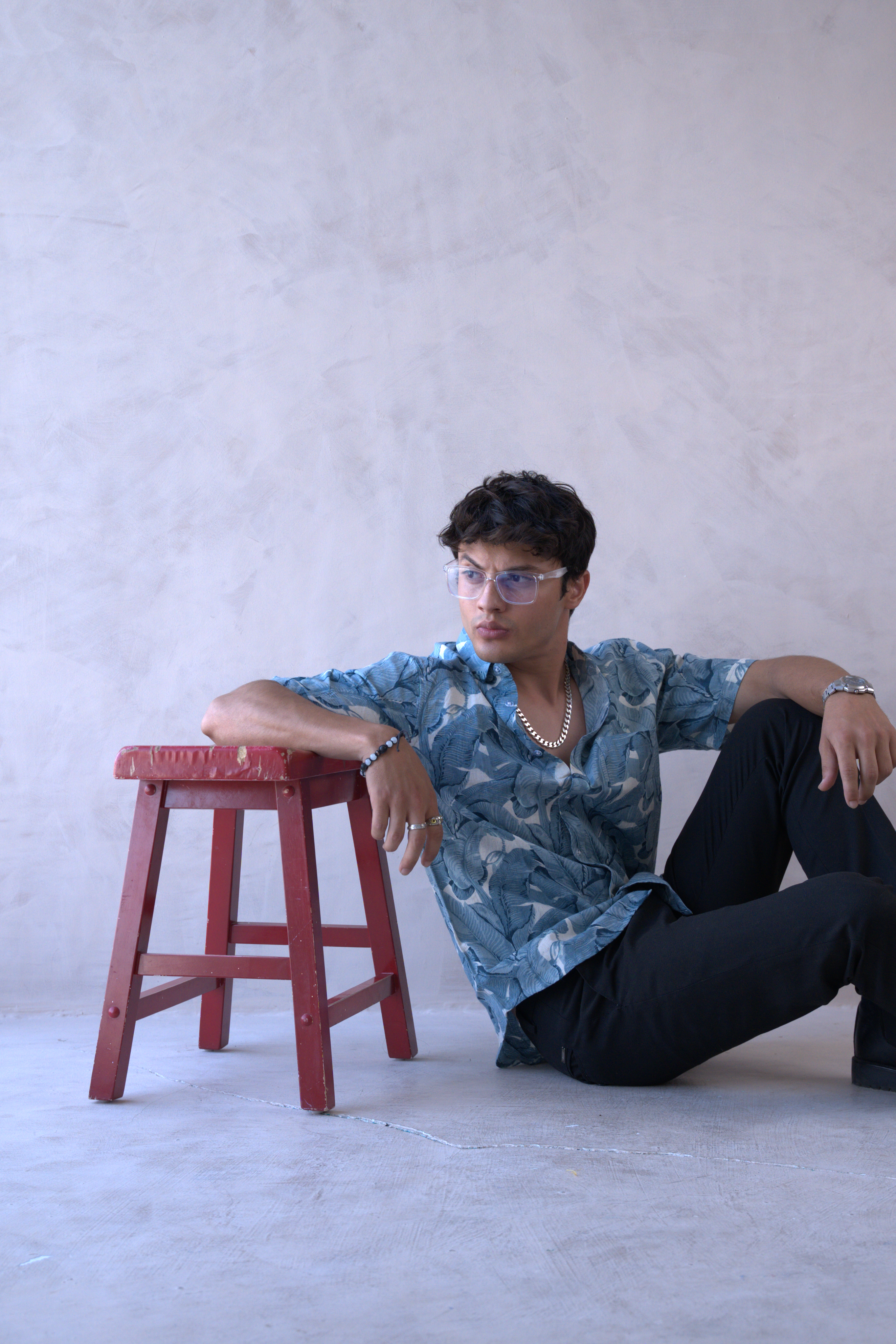 Men Teal Blue Leaf Print Short Sleeve Shirt for Summer and Resort Wear dripkaar.com