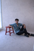 Men Teal Blue Leaf Print Short Sleeve Shirt for Summer and Resort Wear dripkaar.com