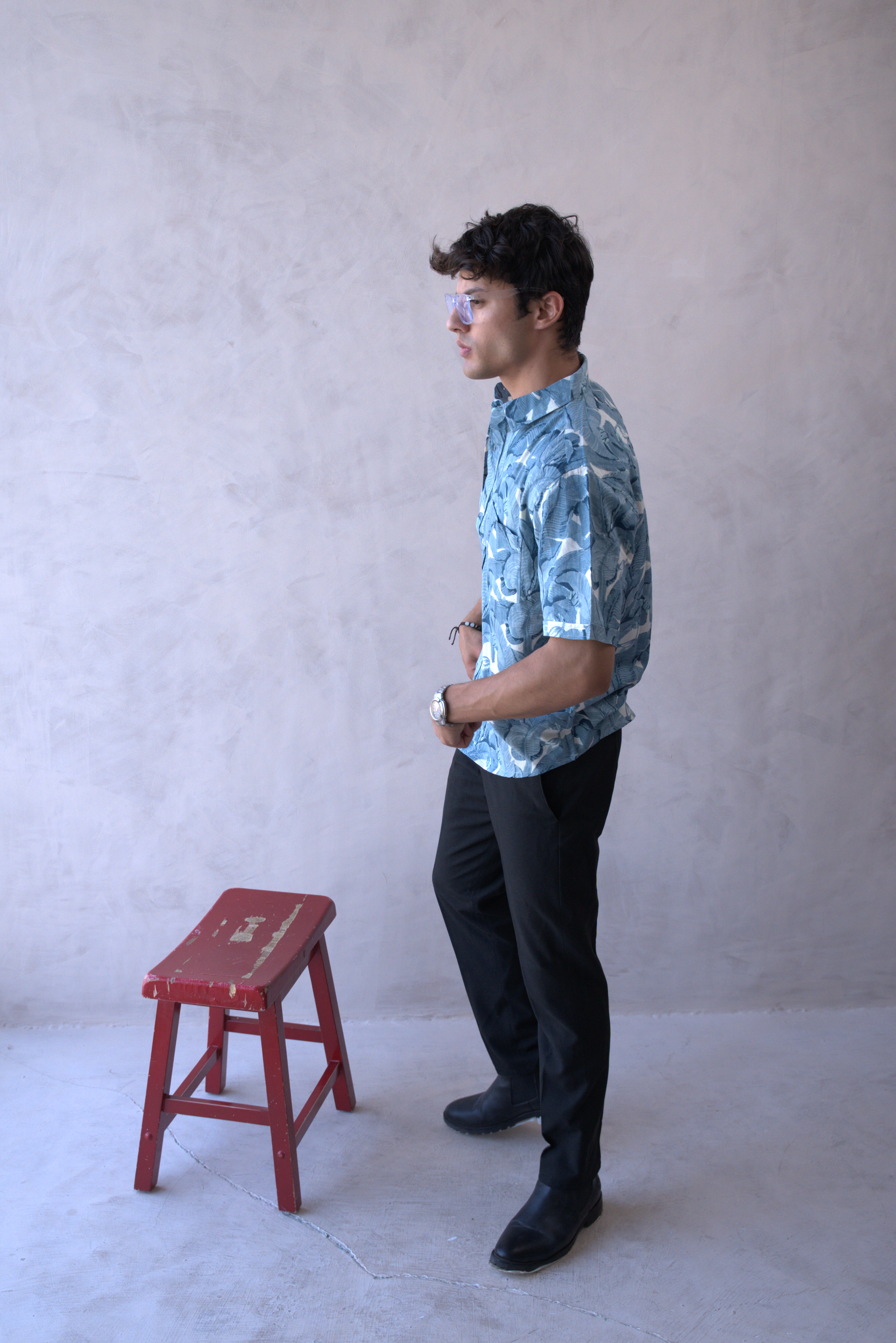 Men Teal Blue Leaf Print Short Sleeve Shirt for Summer and Resort Wear dripkaar.com