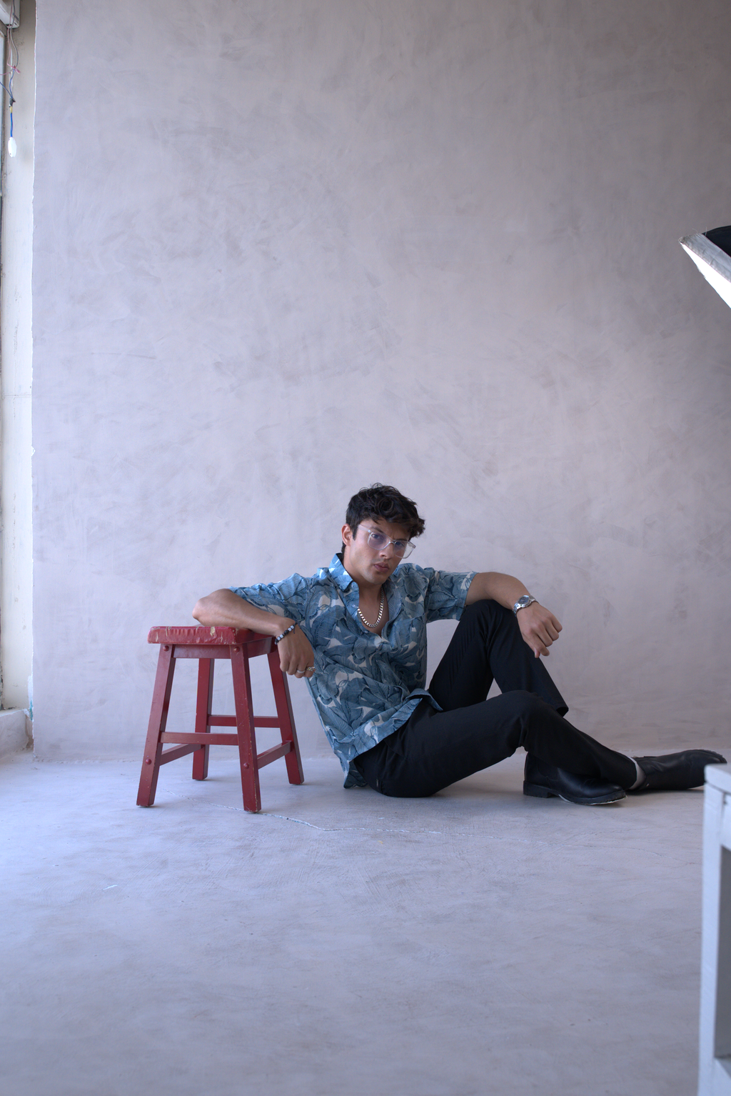 Men Teal Blue Leaf Print Short Sleeve Shirt for Summer and Resort Wear dripkaar.com