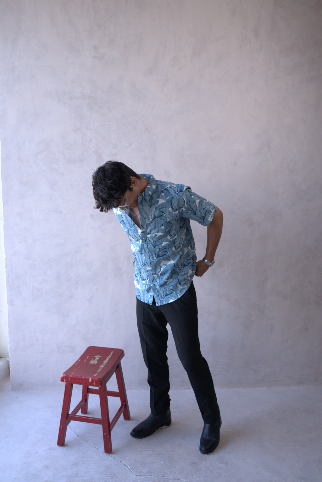 Men Teal Blue Leaf Print Short Sleeve Shirt for Summer and Resort Wear dripkaar.com