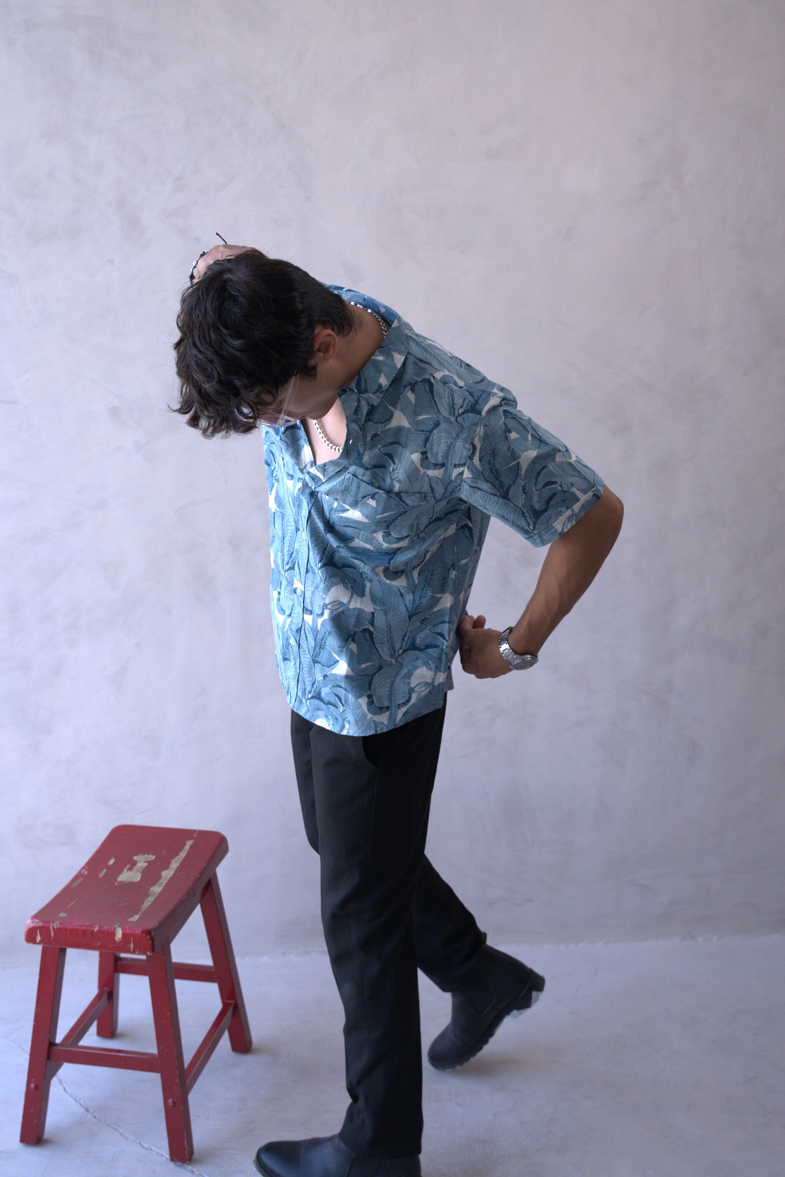 Men Teal Blue Leaf Print Short Sleeve Shirt for Summer and Resort Wear dripkaar.com