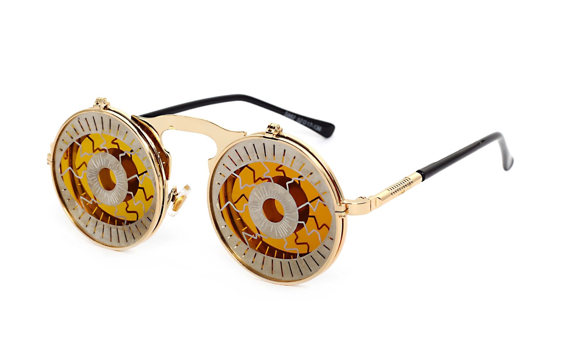 Party Retro Metal Punk Steam Flip Sunglasses dripkaar.com