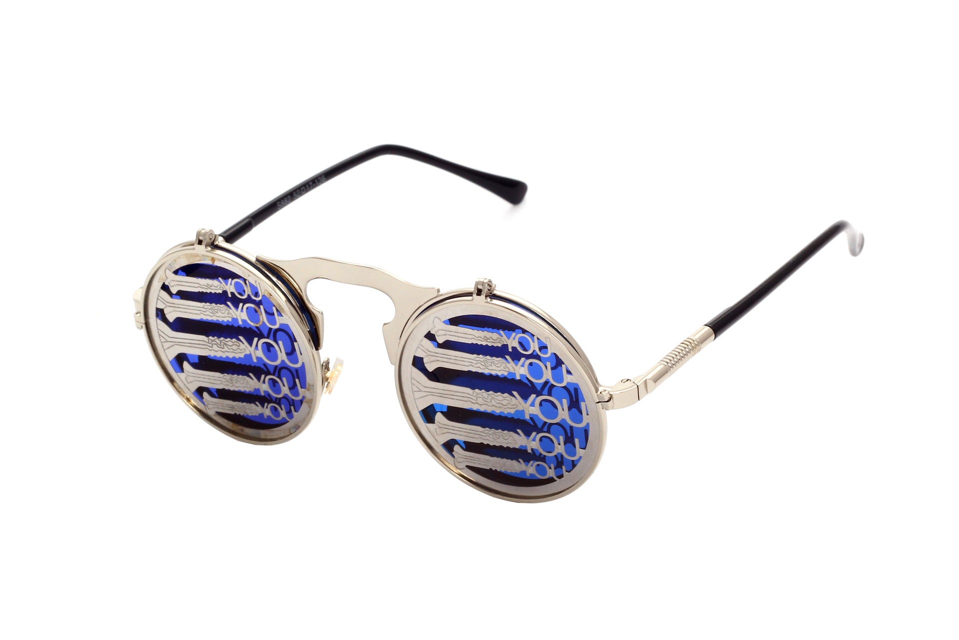 Party Retro Metal Punk Steam Flip Sunglasses dripkaar.com