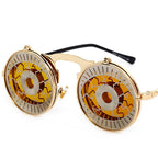 Party Retro Metal Punk Steam Flip Sunglasses dripkaar.com