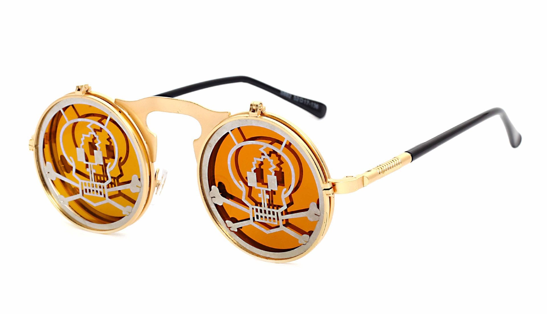 Party Retro Metal Punk Steam Flip Sunglasses dripkaar.com