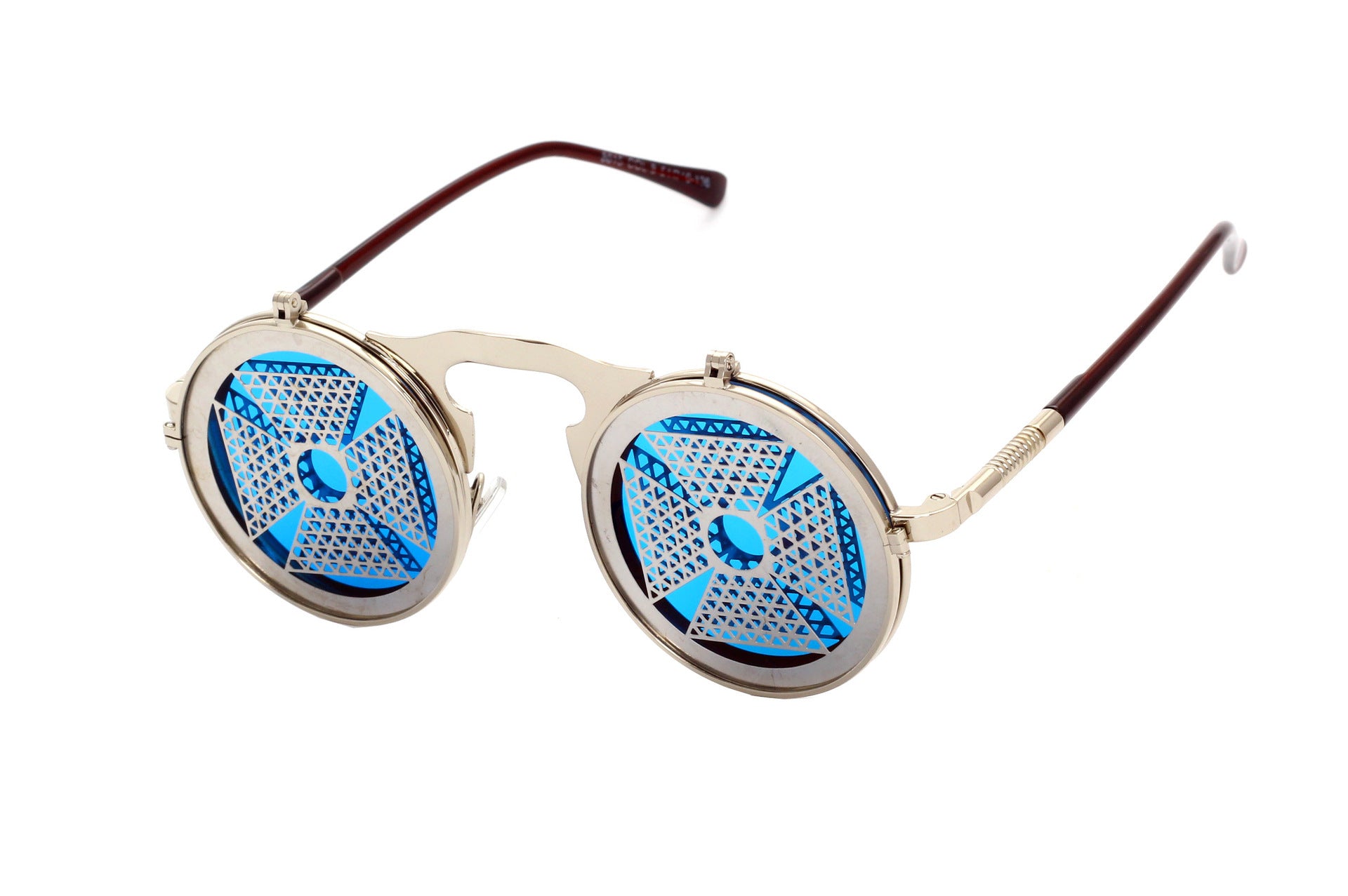 Party Retro Metal Punk Steam Flip Sunglasses dripkaar.com