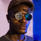 Party Retro Metal Punk Steam Flip Sunglasses dripkaar.com