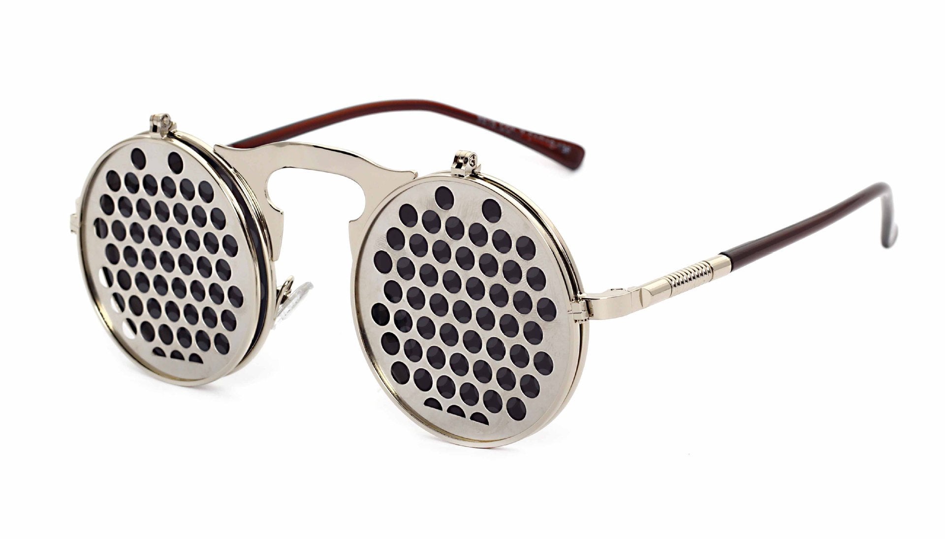 Party Retro Metal Punk Steam Flip Sunglasses dripkaar.com
