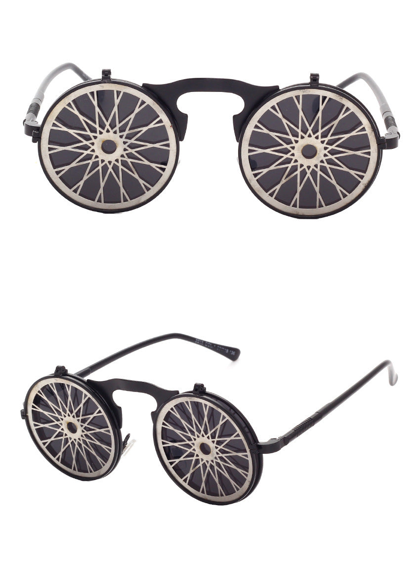Party Retro Metal Punk Steam Flip Sunglasses dripkaar.com