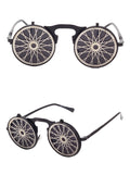 Party Retro Metal Punk Steam Flip Sunglasses dripkaar.com