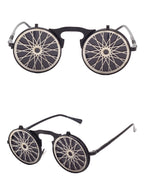Party Retro Metal Punk Steam Flip Sunglasses dripkaar.com
