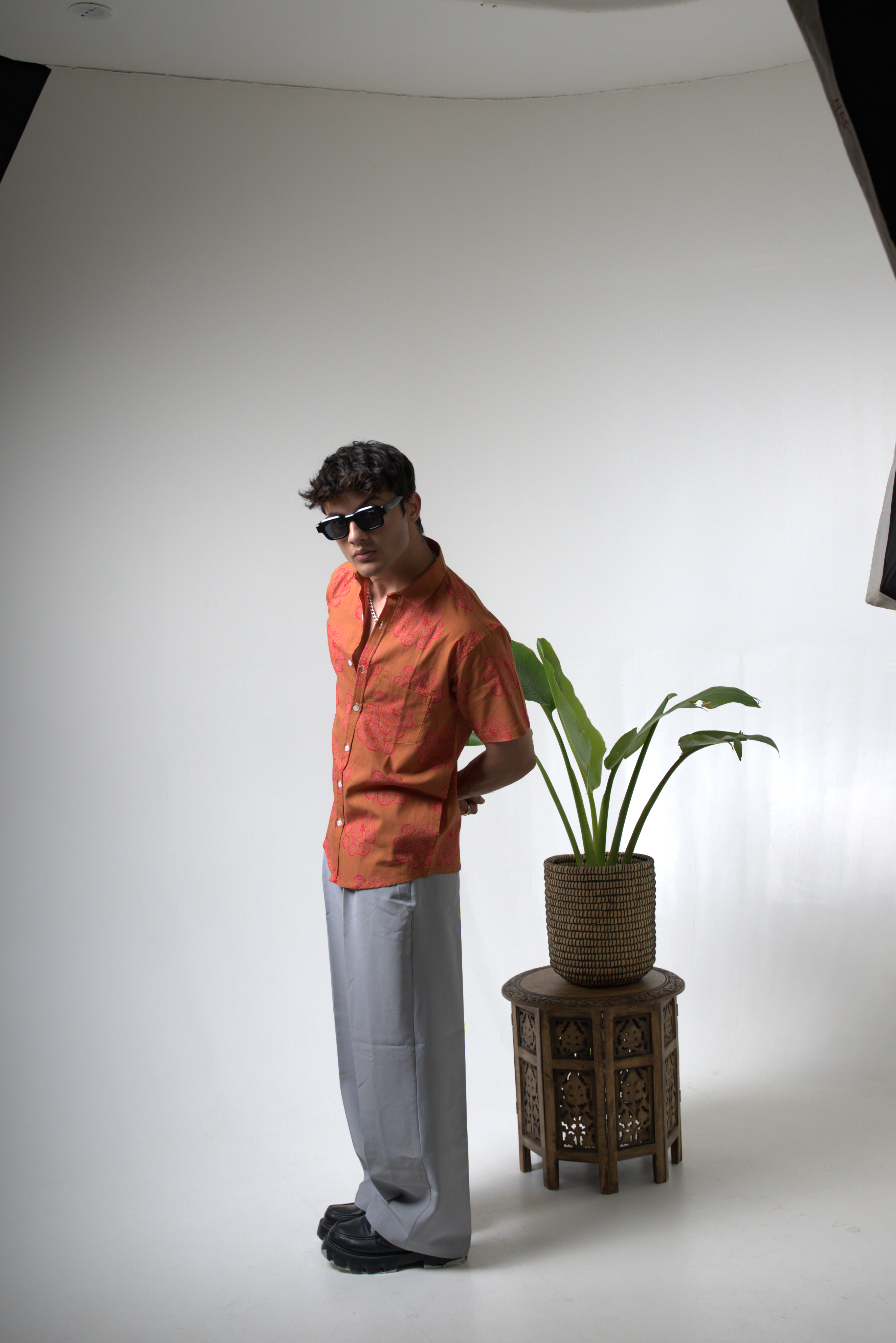 Sienna Sunset Paisley Print Cuban Collar Shirt dripkaar.com