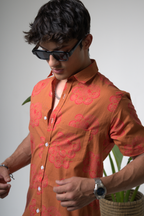 Sienna Sunset Paisley Print Cuban Collar Shirt dripkaar.com