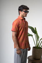 Sienna Sunset Paisley Print Cuban Collar Shirt dripkaar.com