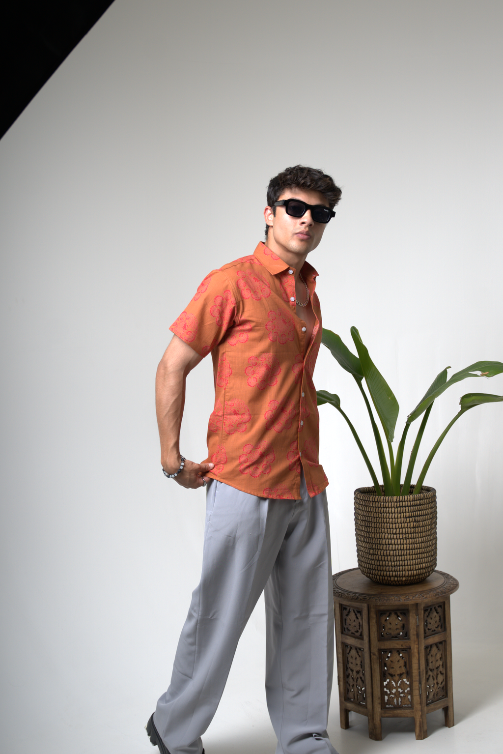 Sienna Sunset Paisley Print Cuban Collar Shirt dripkaar.com