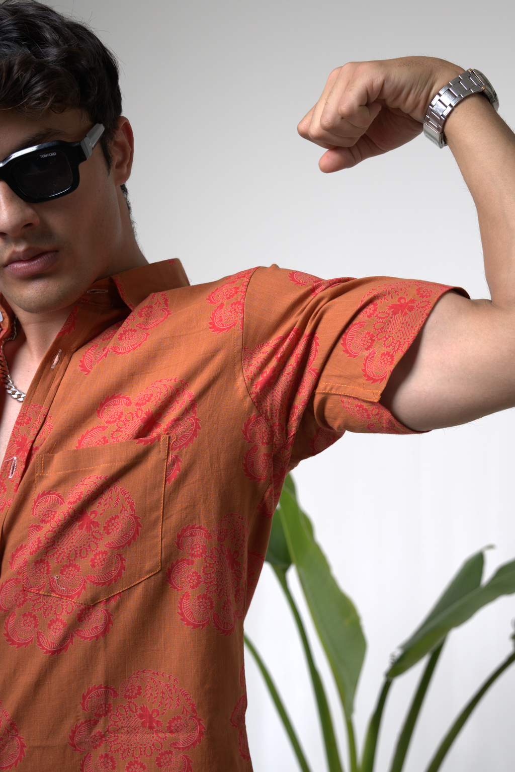 Sienna Sunset Paisley Print Cuban Collar Shirt dripkaar.com