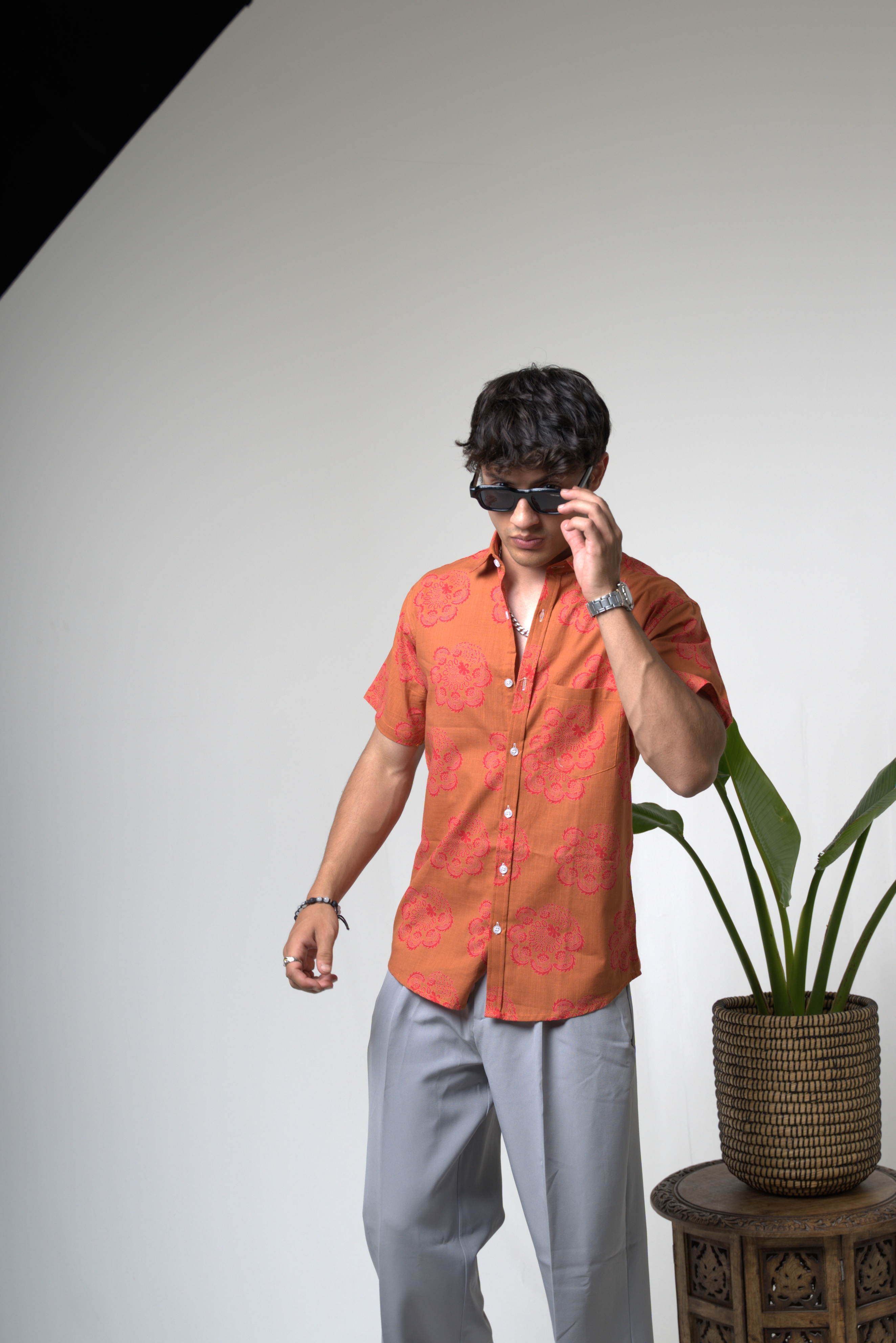 Sienna Sunset Paisley Print Cuban Collar Shirt dripkaar.com