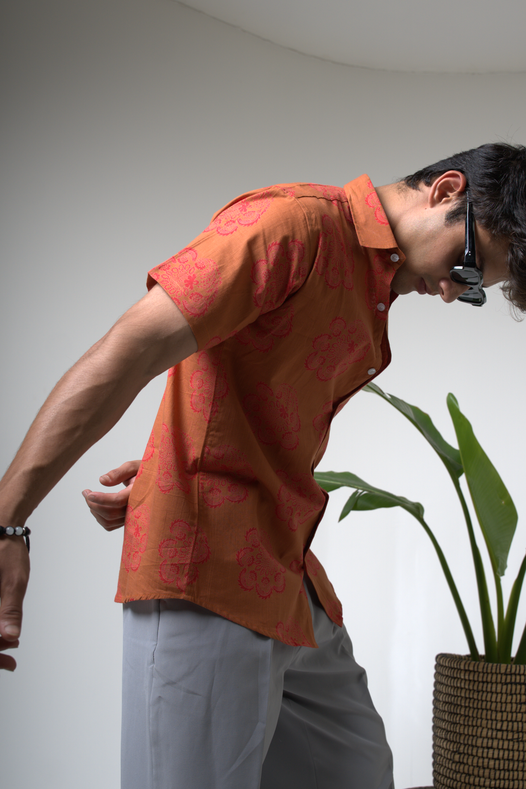 Sienna Sunset Paisley Print Cuban Collar Shirt dripkaar.com