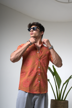 Sienna Sunset Paisley Print Cuban Collar Shirt dripkaar.com