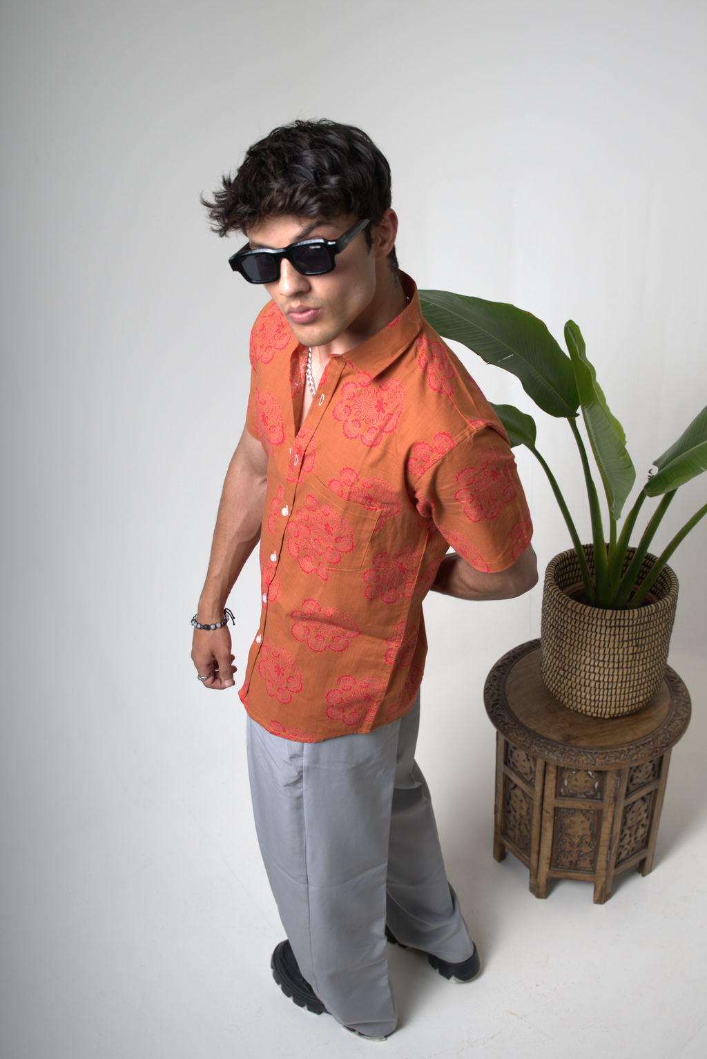 Sienna Sunset Paisley Print Cuban Collar Shirt dripkaar.com