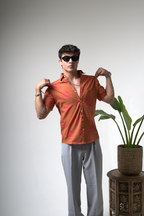 Sienna Sunset Paisley Print Cuban Collar Shirt dripkaar.com