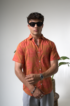 Sienna Sunset Paisley Print Cuban Collar Shirt dripkaar.com