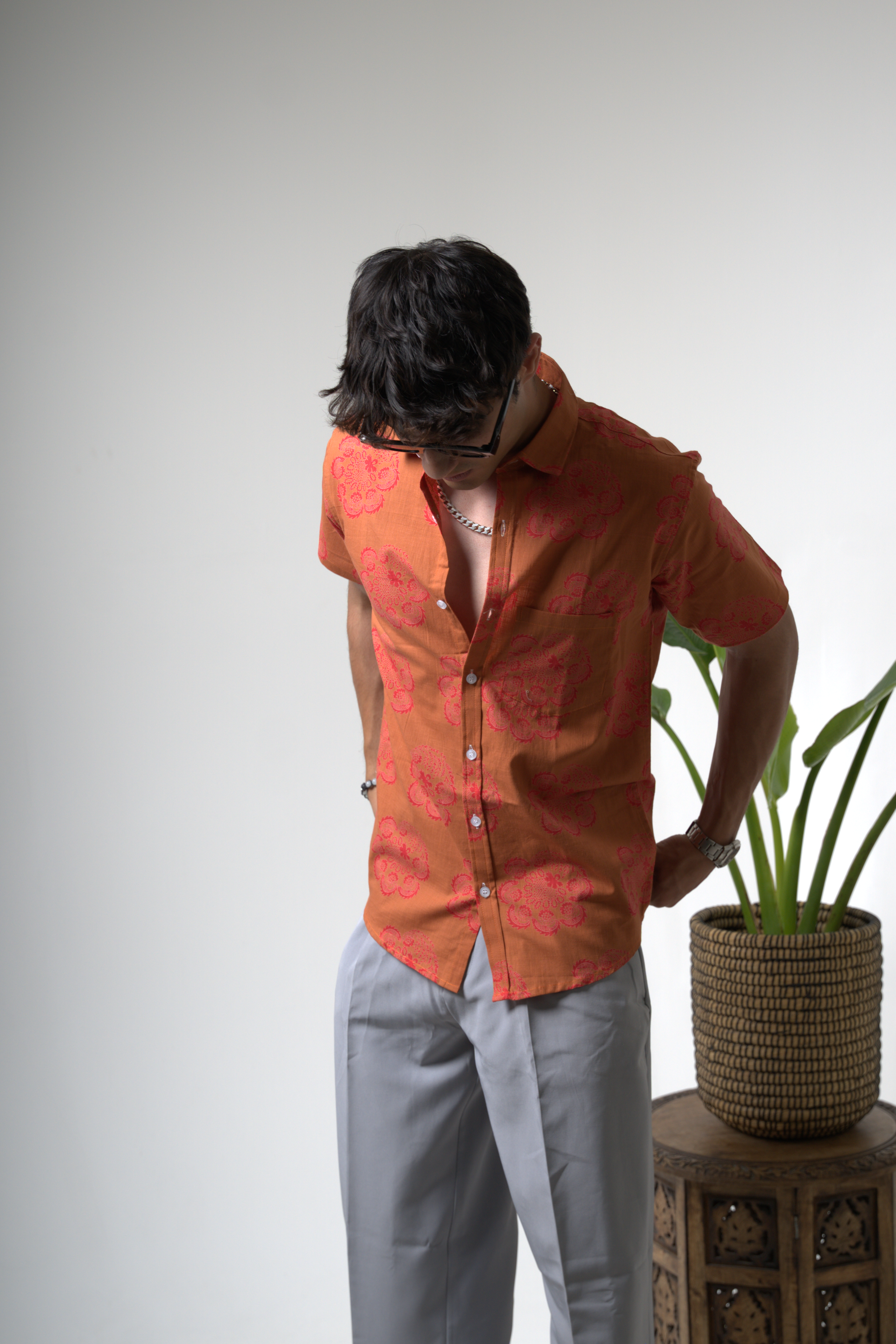 Sienna Sunset Paisley Print Cuban Collar Shirt dripkaar.com