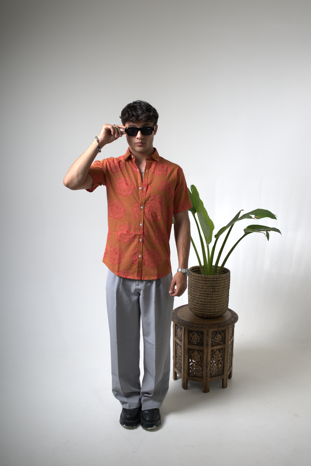 Sienna Sunset Paisley Print Cuban Collar Shirt dripkaar.com
