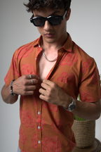 Sienna Sunset Paisley Print Cuban Collar Shirt dripkaar.com